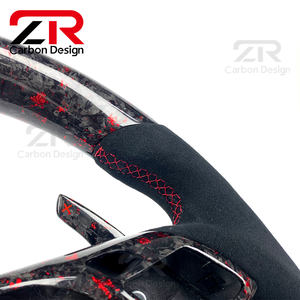 Intérieur de voiture amélioré pour Mercedes Benz W204 <span class=keywords><strong>AMG</strong></span>, volant en cuir véritable personnalisé en fibre de carbone forgée avec palettes de changement de vitesse - Product Image 4