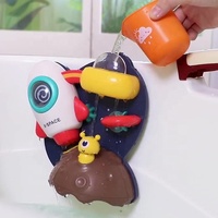 Jouet aquatique pour bébé, ensemble 2-en-1 avec cascade grenouille et toboggan fusée, avec ventouses, jeu interactif pour la baignoire des tout-petits