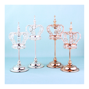 LK20190906-34 Crown Design Candle Holder Table <strong>Silver</strong> Rose Gold Metal <strong>Candlestick</strong> - Product Image 1