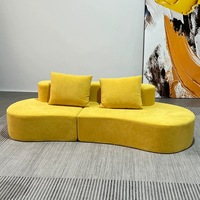 Ensemble de canapés modulaires de luxe modernes pour salon, rectangulaire, 2 et 3 places, incurvé, sans os, en velours côtelé, pour villa et entrepôt