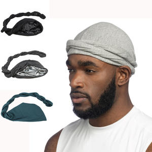 Dôme Vague Casquette Bonnet Satin Turban Chapeau Cheveux Couvre-chef Respirant Fond <span class=keywords><strong>Durag</strong></span> Turban Pour Hommes - Product Image 1