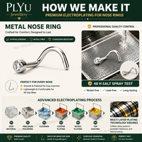 Bijoux de piercing corporel en acier inoxydable 316L doré, Clicker de septum, Labret, Stud pour lèvre et nez, Piercing de téton, Piercing de nombril, Boucle d'oreille à dos plat