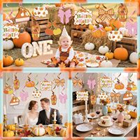 Décorations de fête d'automne, Décorations suspendues en spirale pour plafond « Hello Fall », Ornements d'automne en forme de petite citrouille avec nœud pour Thanksgiving