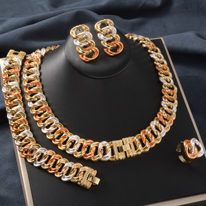 Wholesale bulk fashion <b>chains</b> <b>necklaces</b> 18k gold plated <b>necklace</b> bracelet fashion earrings ring for woman fine <b>necklace</b> set - Product Image 1