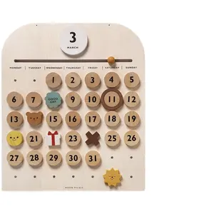 CHENQUE AMZ kalender abadi kayu, mainan kalender Montessori tren baru buatan tangan untuk rumah dan Sekolah
