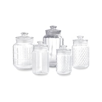 Conteneur de stockage en verre contemporain de 28oz-70oz avec couvercle, approvisionnement en gros pour restaurants, cafés et services de restauration, boîte alimentaire, commande en gros