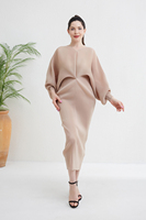 Miyake 2025 modeste robe plissée en Satin jaune pour femmes col en v grande taille robe de soirée église taille libre ordre conception respirante