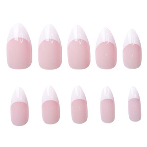 Venta al por mayor lindas <span class=keywords><strong>uñas</strong></span> postizas francesas reutilizables medio rojo almendra blanco personalizado ABS diseño cuadrado para uso diario DIY regalos para niñas - Product Image 6