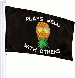 Drapeau Ananas Personnalisé 3x5 pieds, Durable, Anti-plis, 100% Polyester, Écologique, pour Décoration Extérieure et Intérieure - Product Image 1