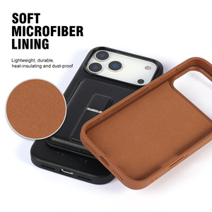 Funda de Cuero PU Premium para <span class=keywords><strong>iPhone</strong></span> 17 16 15 <span class=keywords><strong>14</strong></span> <span class=keywords><strong>Pro</strong></span> Max, Delgada, Desmontable, con Carga Inalámbrica Magnética <span class=keywords><strong>y</strong></span> Ranuras para Tarjetas - Product Image 4