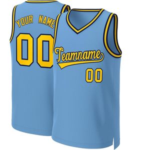 Maillot de basket-ball personnalisé, nom et numéro brodés, col en v, évacuation de l'humidité, pour hommes et jeunes, chemise de sport athlétique - Product Image 1