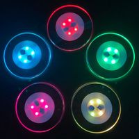 Dessous de verre lumineux coloré à LED, verre, bouteille de bouteille de vin, tapis lumineux, OEM, Logo personnalisé, en acrylique