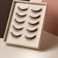 Cils 3D naturels Movpupil, faits à la main, bande complète, épaisseurs variées, bande en coton noir, coffret cadeau