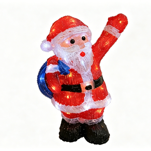 38cm Acrylic Santa Claus with Backpack Christmas LED <strong>Light</strong> 40L White Battery Operated <strong>Timer</strong> IP44 Waterproof Outdoor Garden Decor - Product Image 6