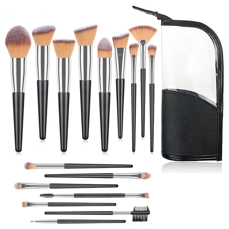 Best Seller Makeup Brushes 16pcs Black Handle Custom Make-Up Brush Synthetic Professional Makeup Brushes Kits Custom Logo
