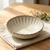 Bol à fruits en céramique réactive, plats de service, bol à soupe, bol personnalisé, vaisselle, bol à légumes empilable, saladier, bol en forme de pétale