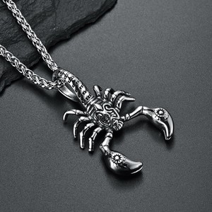 Scorpion <b>Titanium</b> Steel Pendant Necklace Men's Gothic Style Insect Shape Stainless Steel <b>Chain</b> 4mm 60cm - Product Image 3