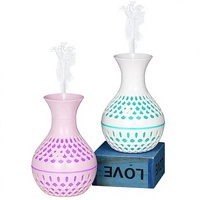 Nouveau mini humidificateur aromathérapeutique de bureau en plastique, à grain de bois sculpté, avec lumière d'ambiance sept couleurs et alimentation USB