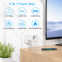 Adaptateur de voyage universel compact à 3 prises américaines et 3 ports USB, chargeur multiprises en cube à 3 faces, prise murale pour hôtel et maison