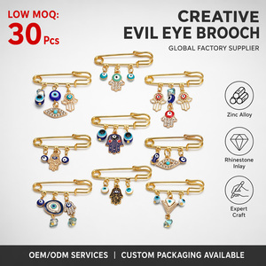 Broche de Lujo con Ojo Turco Azul CZ, Hebilla para Ajustar la Cintura, Chapado en Oro, Protección Nazar Turca, Decoraciones de Moda para Zapatos de Fátima - Product Image 1