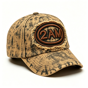 หมวกแก๊ปผ้าฝ้ายฟอกสไตล์วินเทจขายส่ง 2AM, หมวกปักลาย, หมวกปีกเฉียงสไตล์สตรีทแวร์ รับผลิตแบบ OEM ODM สั่งซื้อจำนวนมาก - Product Image 6