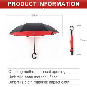 Poignée de parapluie inversée personnalisée en usine Parapluie de voiture cadeau à tige droite Parapluies inversés automatiques avec impression de logo personnalisé - Product Image 5