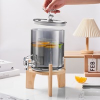 Distributeur de boissons en verre avec support en bois, couvercle en forme de cerf et robinet, pour eau, jus, vin, idéal pour la maison et les fêtes