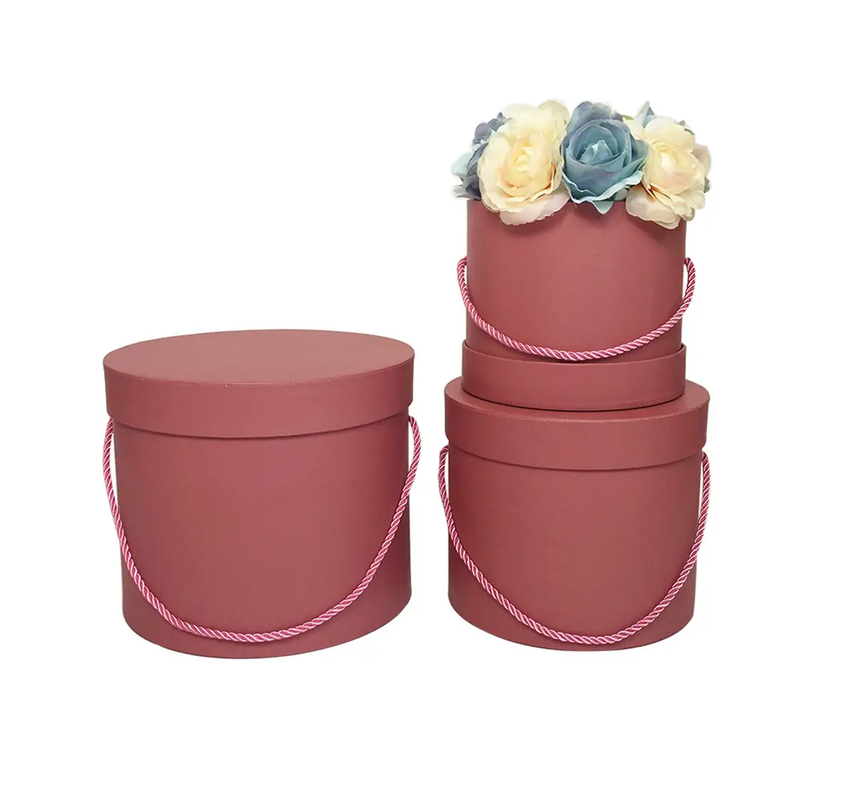 Cajas de tambor de flores redondas para flores frescas, Juego de 3 cajas de flores negras para flores frescas decorativas, 2021