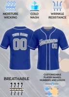 Maillots de baseball unisexes à col en V et manches courtes, personnalisables avec logo, en polyester respirant, uniformes de baseball avec noms/noms d'équipes, OEM