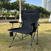 Chaise pliante de camping en métal de haute qualité, confortable, robuste et portable, avec coussin et porte-gobelet, pour la plage et le parc