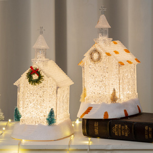 Dropshipping Shopify Christmas Church Lantern <b>Night</b> <b>Light</b> Glowing House Figurine Holiday Table Decor Gift - Product Image 4
