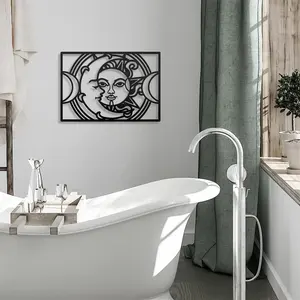 Sun Moon Star Metal Arte de la pared Decoración Mate Negro Colgante de pared Decoración para el hogar Dormitorio Sala de estar Baño Oficina Decoración de pared - Product Image 4