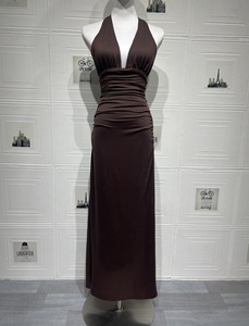 Abito <span class=keywords><strong>lungo</strong></span> da donna in <span class=keywords><strong>maglia</strong></span> a collo a V profondo senza maniche, a vita alta, aderente, sexy, senza schienale, modello avvolgente, Primavera 2026 - 3570 - Product Image 6