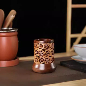 Kangyi Wooden <b>Pen</b> Holder Square Walnut Wood Storage Bucket Tea Ceremony Container For Desk Office Use - Product Image 2