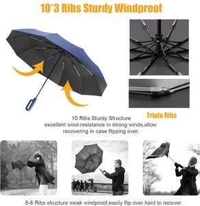 <span class=keywords><strong>Parapluie</strong></span> de voyage automatique entièrement automatique, coupe-vent, compact, pliable à l'envers, boucle d'anneau pour femmes et hommes - Product Image 2