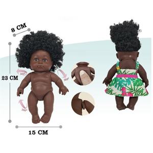 Poupée Reborn en Vinyle Noir de 20 cm pour Bébé Fille Enfants Modèle de Simulation Doux Style Africain Pull Personnalisable - Product Image 4