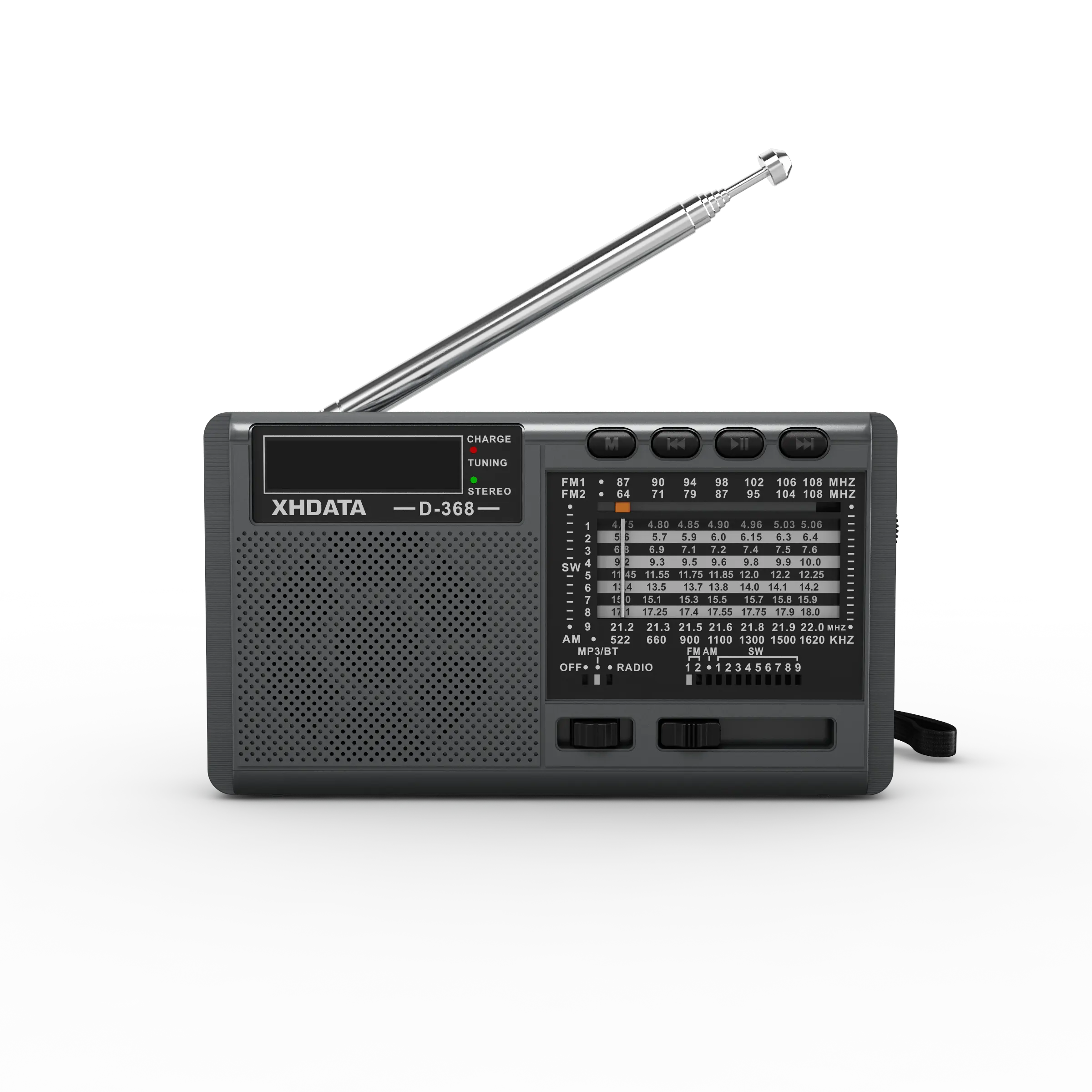 XHDATA D-368 Mini Digital Pocket multifunction Home Radio FM AM SW Portable Radio USB with BT MP3 Player TF/SD card Speaker