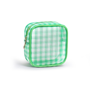 Bolsa de Maquillaje Pequeña, Ecológica, de Nailon, Personalizada, con Cierre, para Viajes, Almacenamiento de Cosméticos, Diseño a Cuadros - Product Image 3