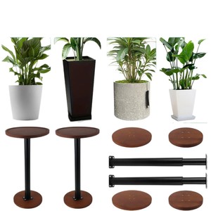 Soporte extensible para macetas con almacenamiento oculto para exhibir y organizar plantas, color marrón, altura ajustable, una sola capa - Product Image 5