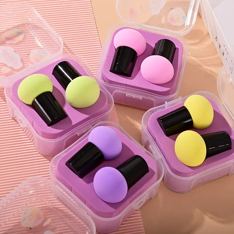 2 sets Mushroom Head Powder Puff Beauty makeup Egg Set box Do not eat powder Air cushion Foundation Liquid Makeup Egg bb cream