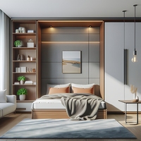 Lit mural pliant de luxe sur mesure, gain de place, moderne, transformable, avec armoire et rangement intégrés