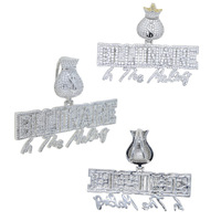Pendentif Lettre BILLIONAIRE en Zircon Cubique (CZ) style Hip Hop, Bijoux en Gros pour Chaîne Cubaine