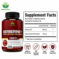 Berbérine 1200mg avec cannelle de Ceylan 120 capsules végétales végétaliennes sans OGM sans gluten Complément alimentaire en gros