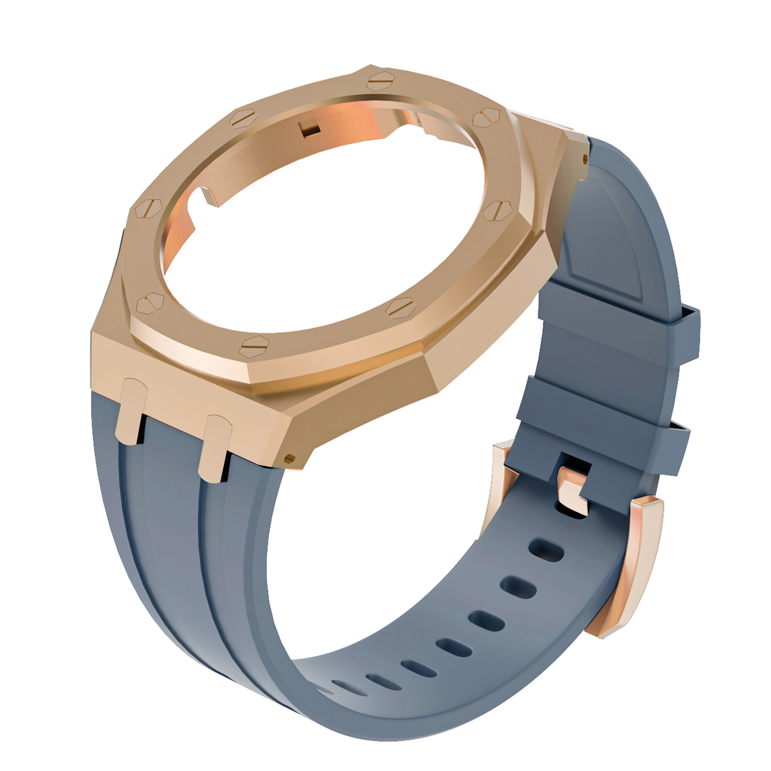 Bracelet en silicone or rose et bleu