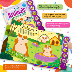 Livre sonore interactif pour bébés avec pochette rigide, poésies enfantines imprimées sur mesure, papier artistique, musique audio pour l'apprentissage précoce - Product Image 2