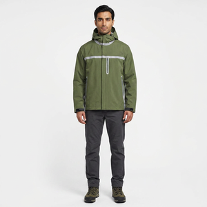 <b>Men's</b> Canvas Hooded <b>Jacket</b> Custom Logo Half Zipper Stand Collar 100% Polyester Track Windbreaker Sportswear - Product Image 1