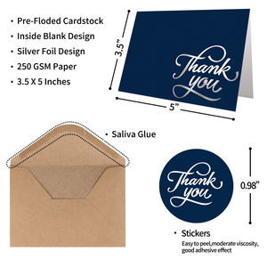 Cartes de vœux et de remerciement en papier kraft couché imprimé offset pour la fête des mères et Thanksgiving avec autocollants pour enveloppes - Product Image 3