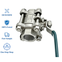 Vanne à boisseau sphérique en acier inoxydable 3 pièces 2 voies 1/2 po pour gaz et eau froide en milieu pétrolier