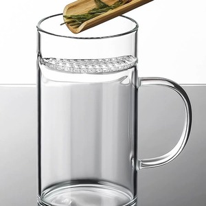 Taza de té de vidrio de borosilicato alto con asa y tapa para preparar té verde con filtro de separación para uso en oficina - Product Image 4
