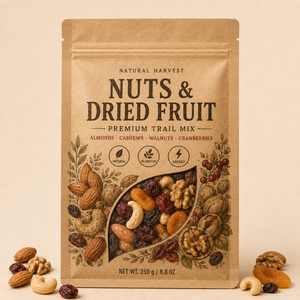 Sacs d'emballage alimentaire en papier kraft refermables en gros avec soufflet latéral et fenêtre pour noix et fruits secs - Product Image 6